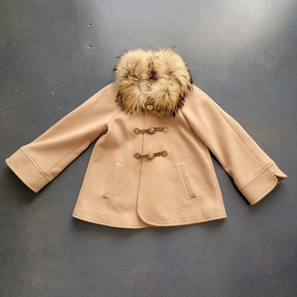 Jackets & Blazers - Real Fox Fur Collar Pea Coat